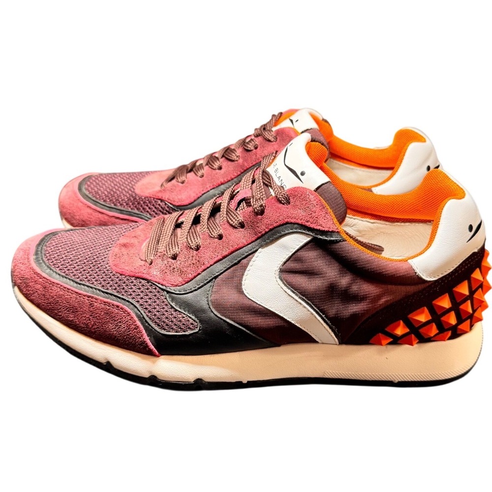 Voile Blanche Liam Power Burgundy Suede Mesh Studded Sneakers Mens‎ 41